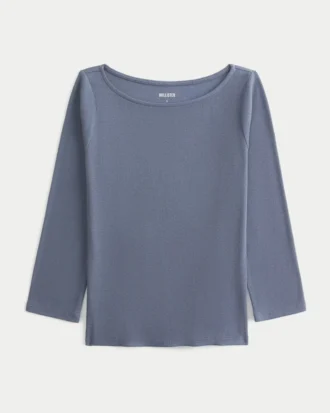 3/4-ermer Slash-Neck Baby Tee