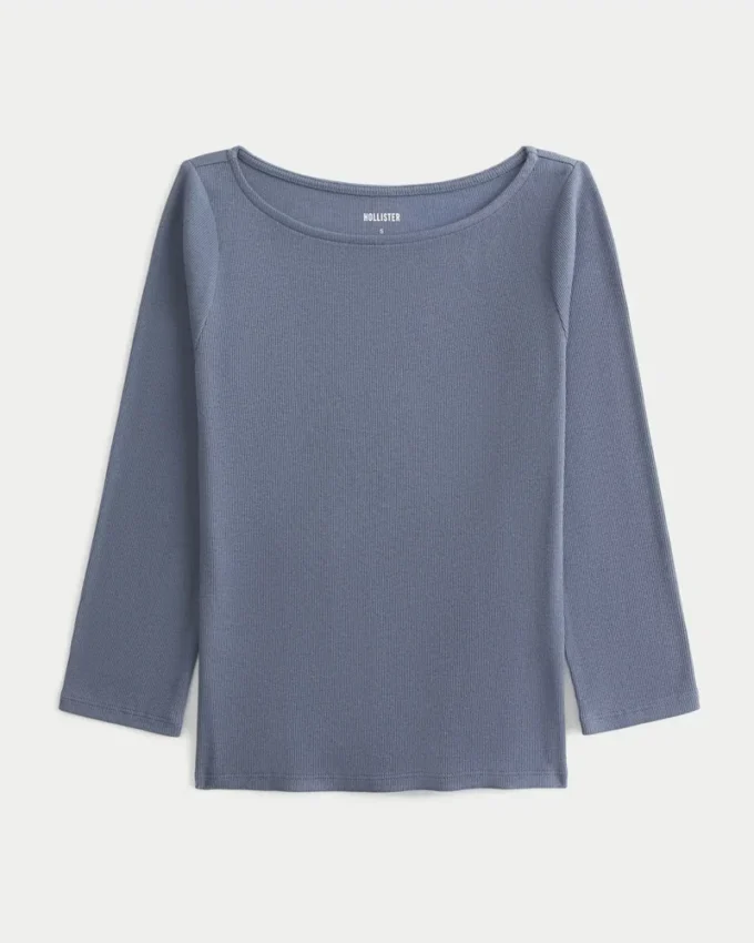 3/4-ermer Slash-Neck Baby Tee