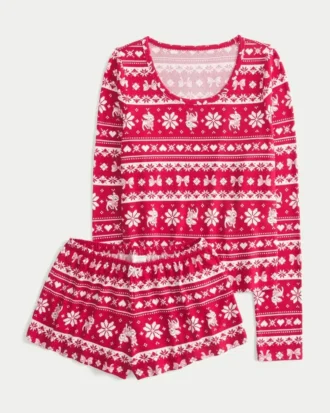 Always Cozy langermet topp og shorts-sett