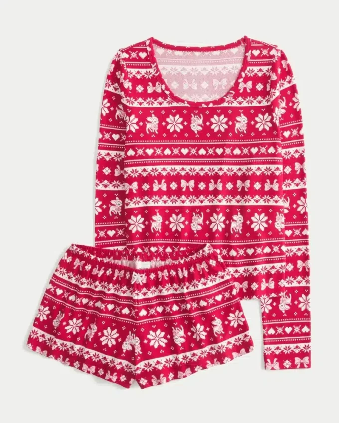 Always Cozy langermet topp og shorts-sett