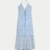 Asymmetrisk halterneck-maxi-kjole