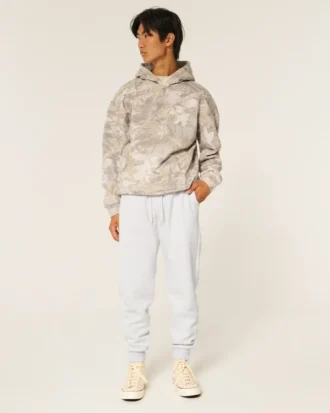 Avslappede joggebukse i ribbet fleece