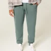 Avslappede joggebukse i ribbet fleece