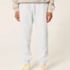 Avslappede joggebukse i ribbet fleece