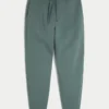 Avslappede joggebukse i ribbet fleece