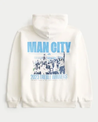 Avslappet Manchester City-grafikksweatshirt med hette