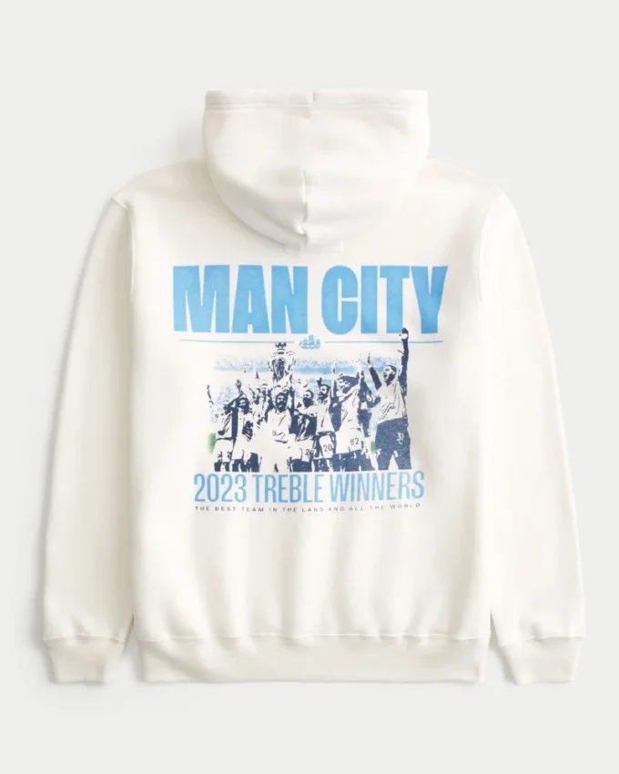 Avslappet Manchester City-grafikksweatshirt med hette