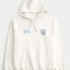Avslappet Manchester City-grafikksweatshirt med hette