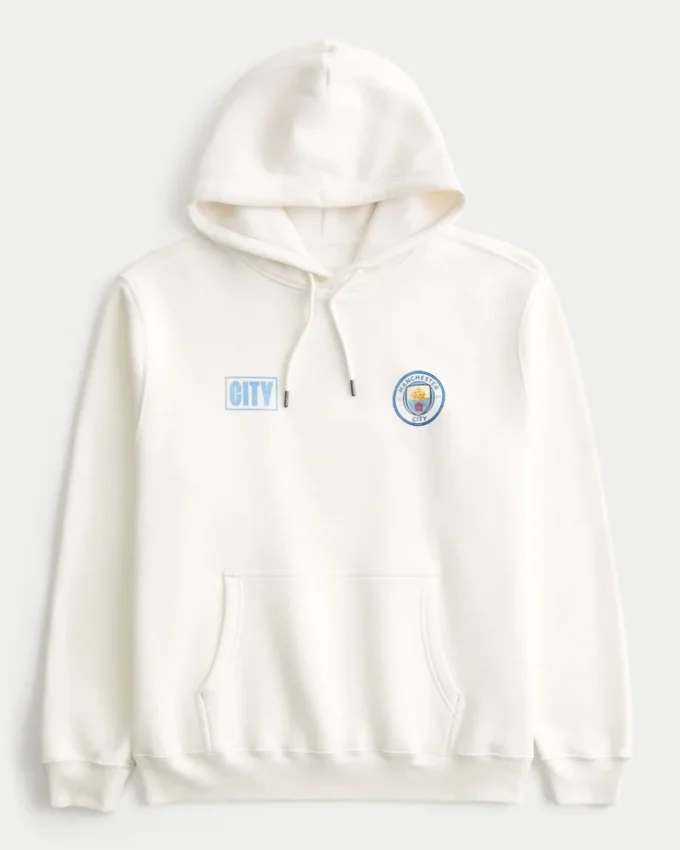 Avslappet Manchester City-grafikksweatshirt med hette