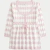 Babydoll-genser med kabelstrikk