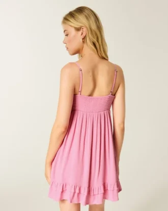 Babydoll minikjole med taukant