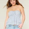 Babydoll-top med halterneck og lag