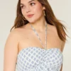 Babydoll-top med halterneck og lag