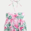 Babydoll-top med halterneck og lag