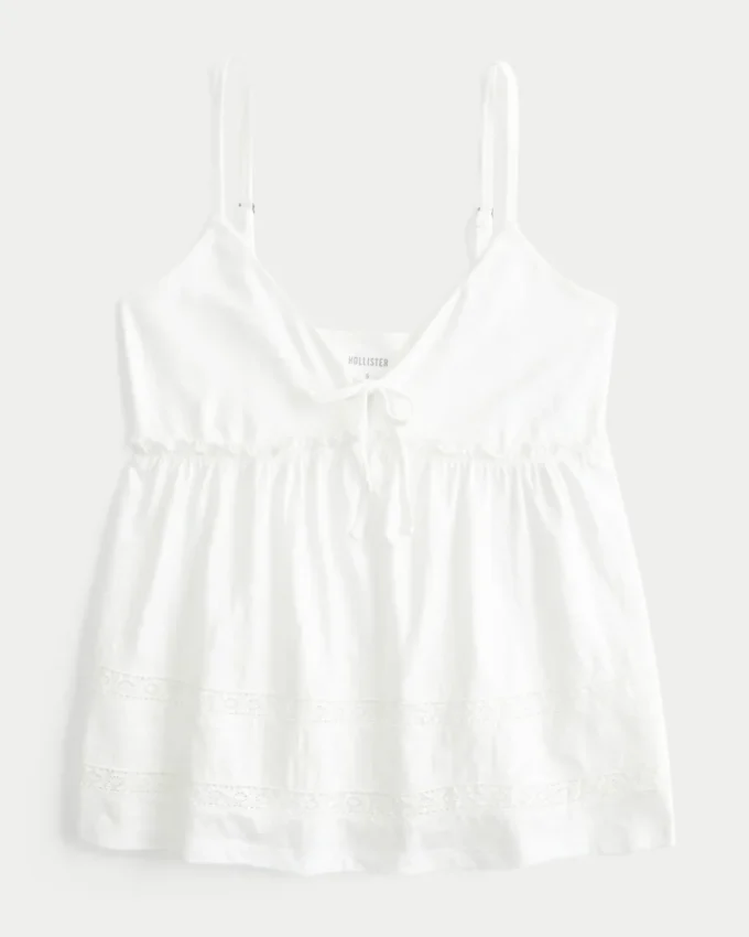 Babydoll-top med knute foran