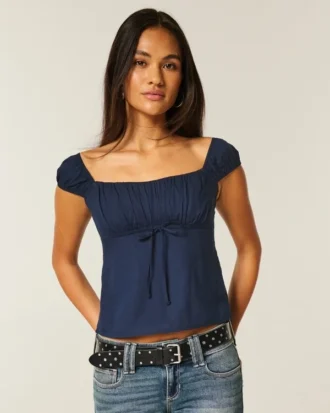 Babydoll-top med skulderfri utringning