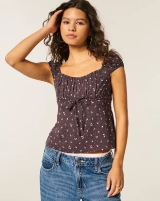 Babydoll-top med skulderfri utringning