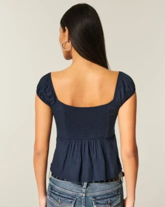 Babydoll-top med skulderfri utringning