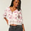 Babydoll-top med trekvart ermer