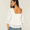 Babydoll-top med trekvart ermer