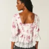 Babydoll-top med trekvart ermer