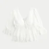 Babydoll-top med trekvart ermer