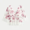 Babydoll-top med trekvart ermer