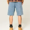 Baggy broderte logo-denimshorts
