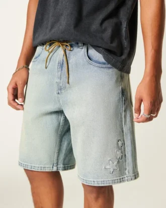 Baggy broderte stjernedeimshorts