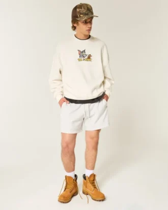 Baggy Cinch Tom and Jerry Graphic Crew Sweatshirt