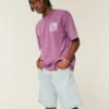Baggy denimshorts med broderi