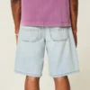 Baggy denimshorts med broderi