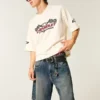 Baggy denimshorts med slangegrafikk