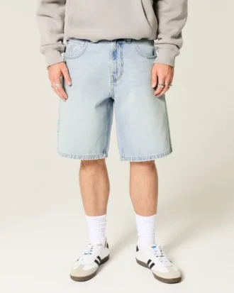 Baggy denimshorts med stjernemønster