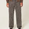 Baggy malerjeans med leopardmønster
