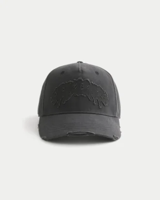 Baseballcap med distresset applikasjon