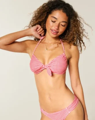 Bikini-top med bånd foran og halterneck