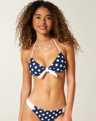Bikini-top med bånd foran og halterneck
