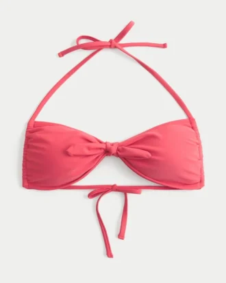 Bikini-top med bånd foran og halterneck