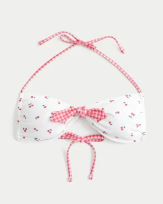 Bikini-top med bånd foran og halterneck
