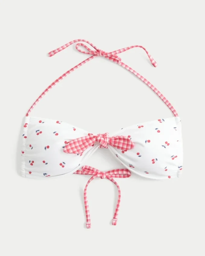 Bikini-top med bånd foran og halterneck