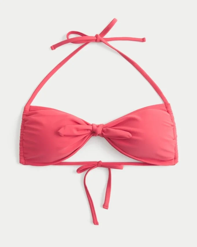 Bikini-top med bånd foran og halterneck