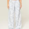 Blå camouflage-baggy joggebukse