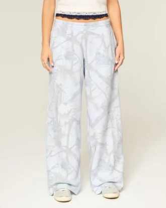Blå camouflage-baggy joggebukse