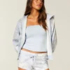 Blå fleece-minishorts med kamuflasjemønster