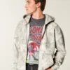 Boxy Camo Zip-Up Hoodie
