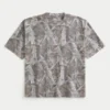 Boxy Crop Heavyweight Camo Crew T-skjorte