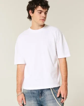 Boxy Crop Heavyweight Crew T-skjorte