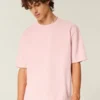 Boxy Crop Heavyweight Washed Crew T-skjorte