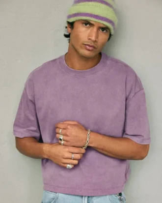Boxy Crop Heavyweight Washed Crew T-skjorte